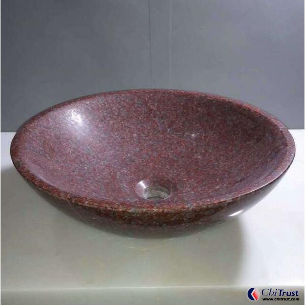 Imperial red granite stone basin